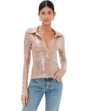 Monse Sequin Mesh Top - Blue
