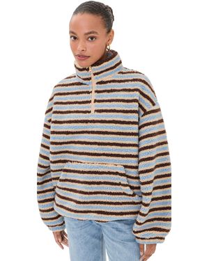 Bailey Rose Striped Fleece Sweatshirt - Gray