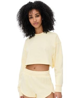 GOOD AMERICAN Terry Cropped Crewneck Sweater - Black