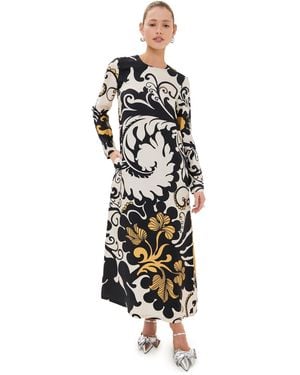 La DoubleJ Silk Long Sleeve Swing Dress - White