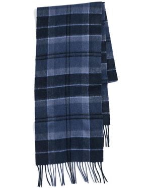 Barbour Mineral Tartan Wool Cashmere Scarf - Blue