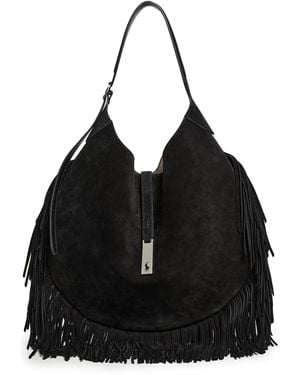Polo Ralph Lauren Id Fringe Suede Shoulder Bag - Black