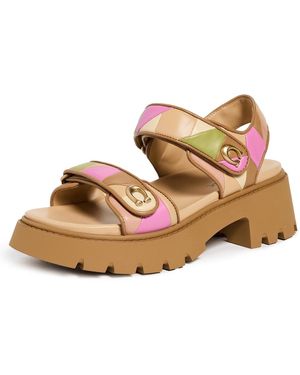 COACH Brynn Platform Quilted Patchwork Leather Sandals Sandals Honey/Multi, Leather/Synthetic - Multicolor