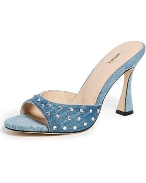 L'Agence Lucienne Embellished Denim Mules - Blue