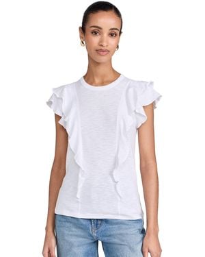 Veronica Beard Bea Short Sleeve Ruffle Tee - White