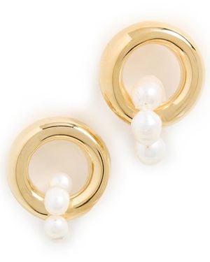 Mayamar Bold And Pearl Earrings - White
