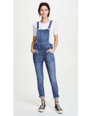 Madewell Skinny Indigo Overalls With Raw Hem - Blue