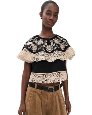 Sea Shiloh Embroidered Top - Black