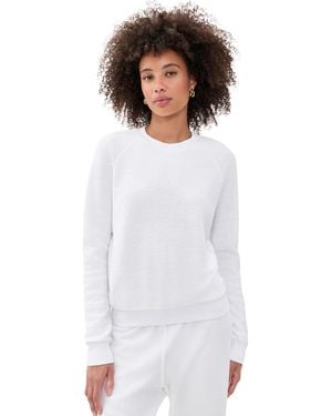 PERFECTWHITETEE Ziggy Inside Out Fleece Long Sleeve Crew Neck Sweatshirt - White
