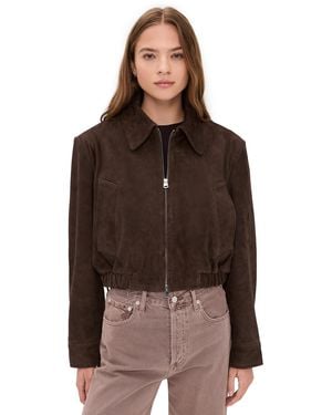 Agolde Nahla Cropped Suede Jacket - Brown