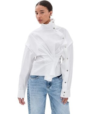 A.W.A.K.E. MODE A. W.A. K.E. Mode Asymmetric Collar Shirt - White