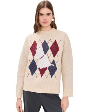 Another Girl Westie Argyle Knitted Sweater - Black