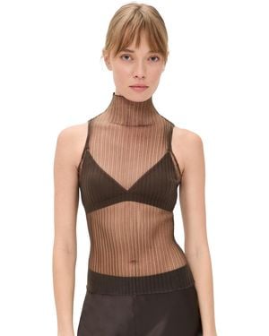 AISLING CAMPS Sleeveless Modern Mist Turtleneck Top - Black