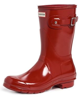 HUNTER Original Short Gloss Boots - Red