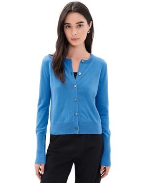 La Ligne Solid Lean Lines Cashmere Cardigan - Blue