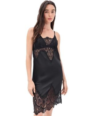 Norma Kamali Bias Slip Dress With Lace - Black