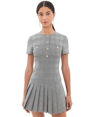 Self-Portrait Pleated Mini Dress - Gray