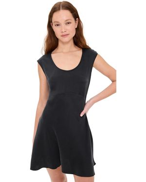 Lunya Washable Silk Cap Sleeve Mini Dress - Black