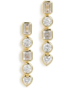 By Adina Eden Cz Multi Shape Bezel Drop Stud Earrings - White