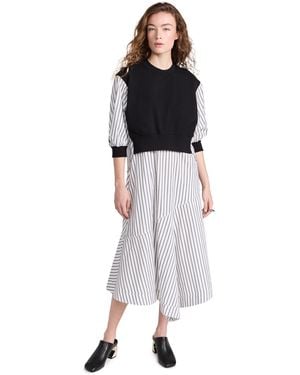 3.1 Phillip Lim Tear Drop Sleeve Sweatshirt Combo Dress - Black