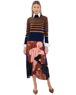 Stella Jean Collared Midi Dress - Black