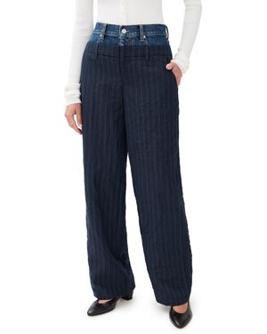 Jonathan Simkhai Ophelia Double Waistband Combo Pants - Blue