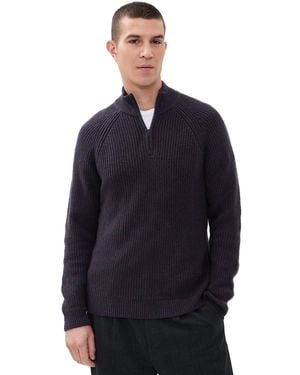 Marine Layer Inverness Quarter Zip Sweater - Blue