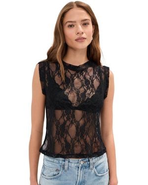 Le Bos Ella Lace Tank Top - Black