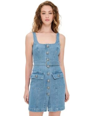 L'Agence Button Front Tank Dress - Blue