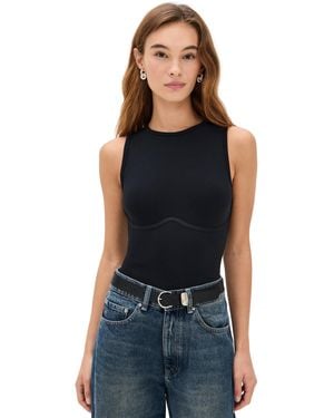 Fleur du Mal Hourglass Rib Thong Bodysuit - Black
