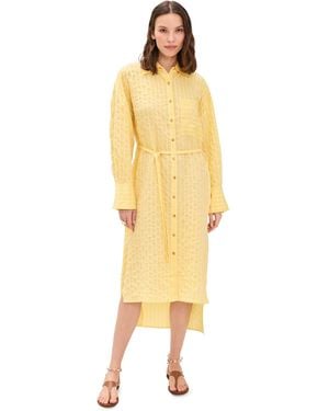 La Ligne Tie Front Shirt Dress - Yellow