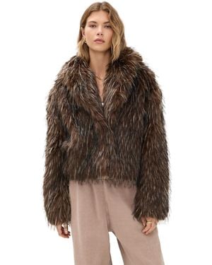Bailey Rose Faux Fur Coat - Brown