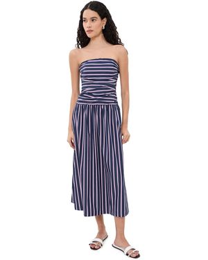 Madewell Strapless Ruched Midi Dress - Blue