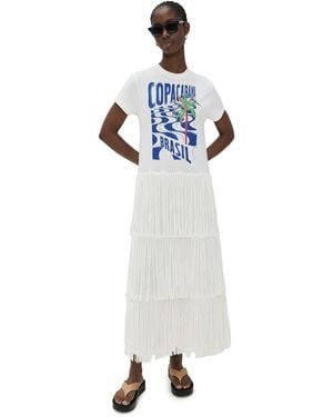 FARM Rio Copacabana Fringes T-Shirt Dress - White