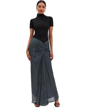 Christopher Esber Opaline Sequin Fusion Ruched Tee Gown - Black