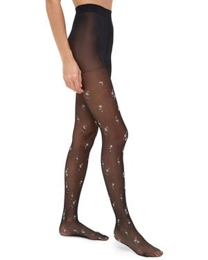 Stems Pretty Flowers Sheer Tights - Black