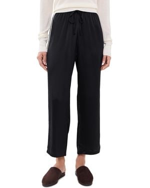 DONNI. The Silk Lace Stripe Crop Pants - Black