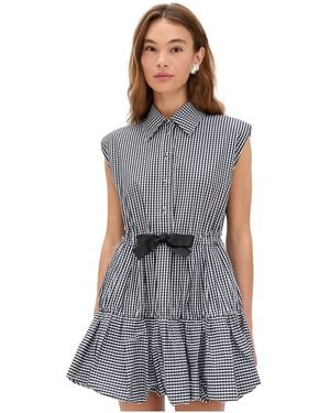 Sea Neci Gingham T-Shirt Bubble Mini Dress - Gray
