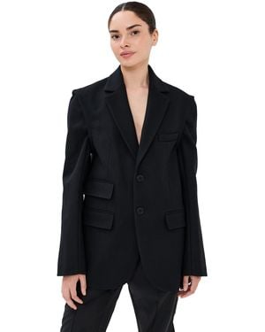 Tibi Bonded Recycled Felted Wool Convertible Blazer - Black