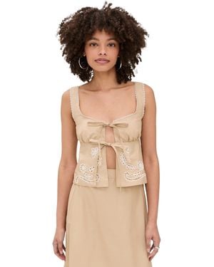 Moon River Eyelet Detail Top - Natural