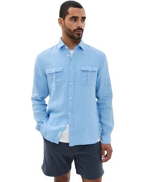 Onia Garment Dye Linen Standard Fit Shirt - Blue
