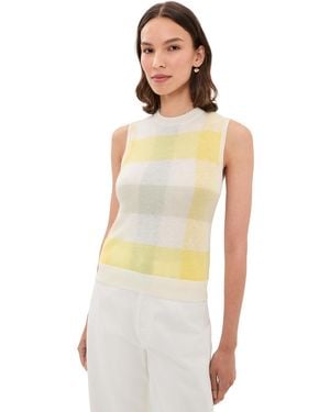 Vince Plaid Crew Neck Shell Tank - Multicolor