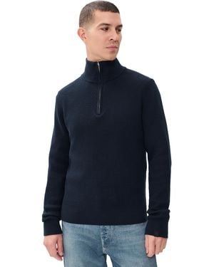 Rag & Bone Danton Waffle Quarter Zip Sweater - Blue