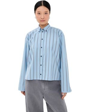 Brandon Maxwell The Javi Boxy Button Down Shirt - Blue