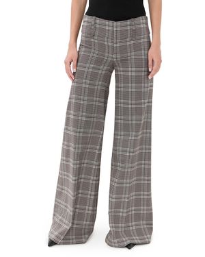 Alice + Olivia Olivia Plaid Low-Rise Wide-Leg Pants - Gray