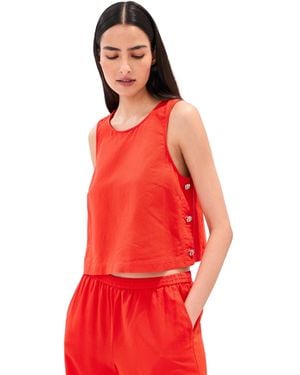 Le Bos Margot Linen Cropped Blouse - Red