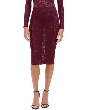 Fleur du Mal Le Stretch Lace Pencil Skirt - Red