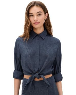 STAUD Lisa Linen Top - Blue