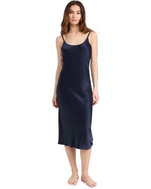 Lunya Washable Silk Bias Slip Dress - Blue