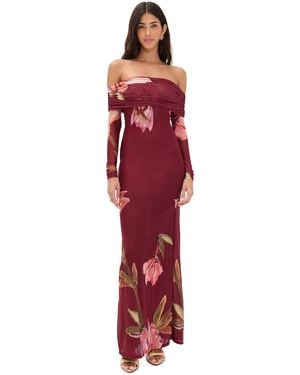 PATBO Delicata Tulle Maxi Dress - Red